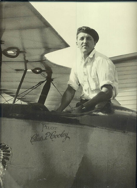Charles P. Cooley, in Eagle Rock airplane, photo 1930s, San Carlos Airport Charles P. Cooley, in Eagle Rock airplane, photo 1930s, San Carlos Airport