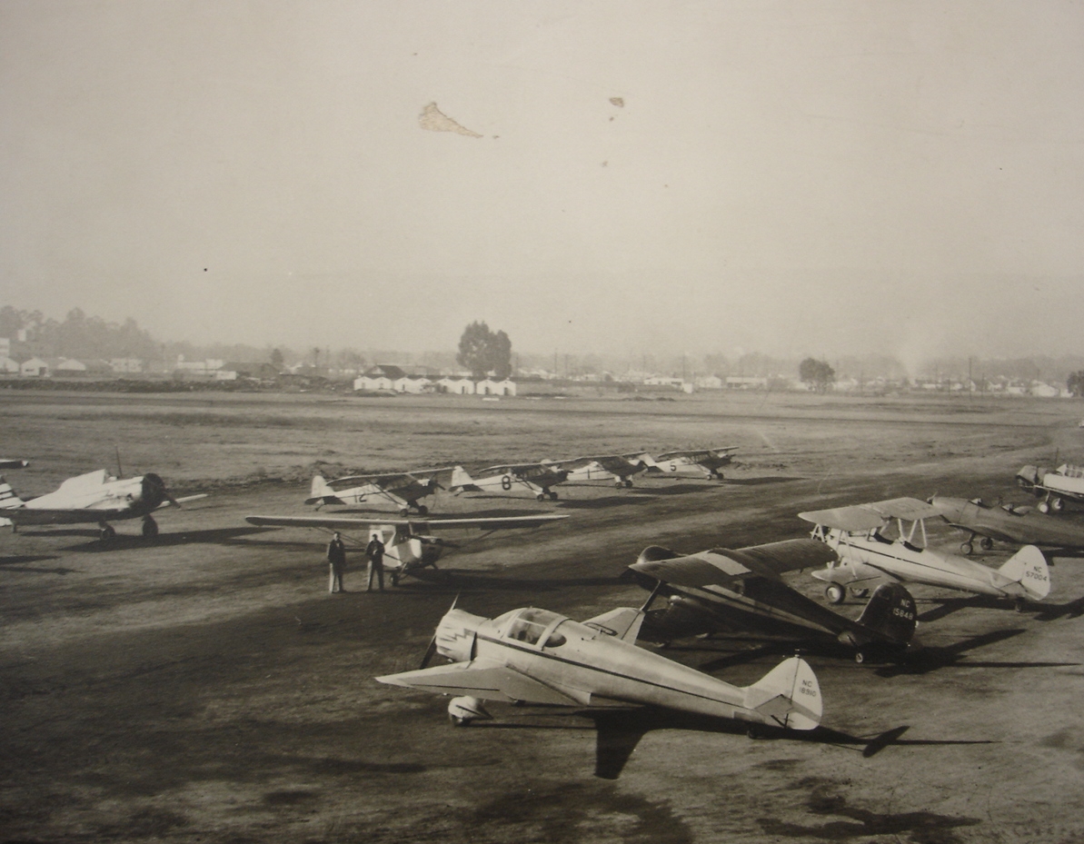 SanCarlosAirport_1940s San Carlos Airport flight line with Civil Air Patrol planes 1940s