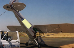 Piper Cub up on its nose!